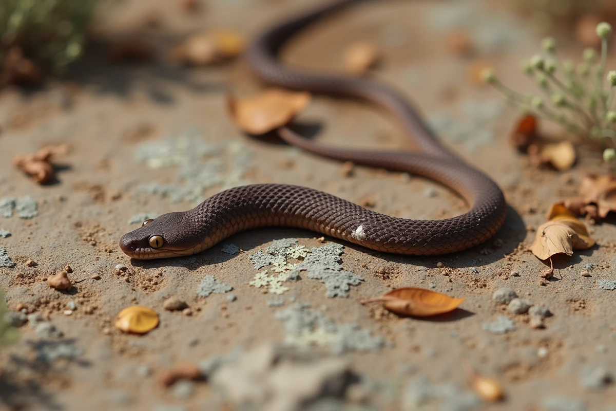 Crottes de serpent sur une roche plate avec dépôt d'acide urique blanc, vue macro en extérieur