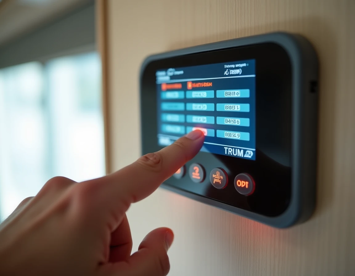 Gros plan sur les voyants et codes d'erreur affichés sur un panneau Truma iNet dans un camping-car